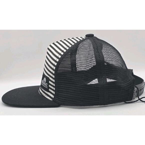 Brimmz Black White Stripes Snapback Cap Trucker‎ Hat Mesh Teens - Picture 6 of 11